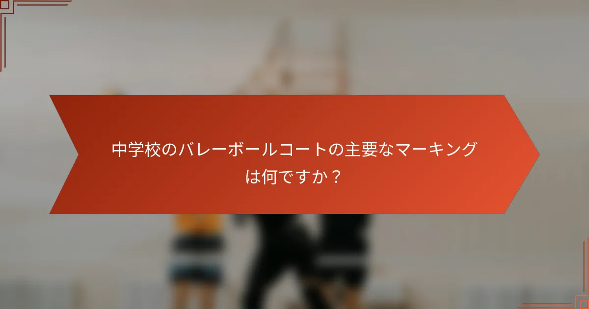中学校のバレーボールコートの主要なマーキングは何ですか？